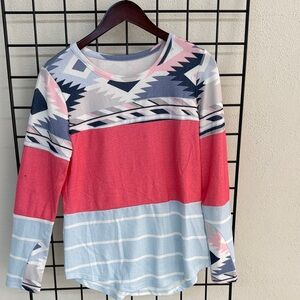 Aztec Patterned Long Sleeve Top